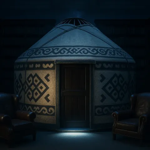 Single Yurt—adorned with Traditional Geometric Patterns on its Heavy Wool