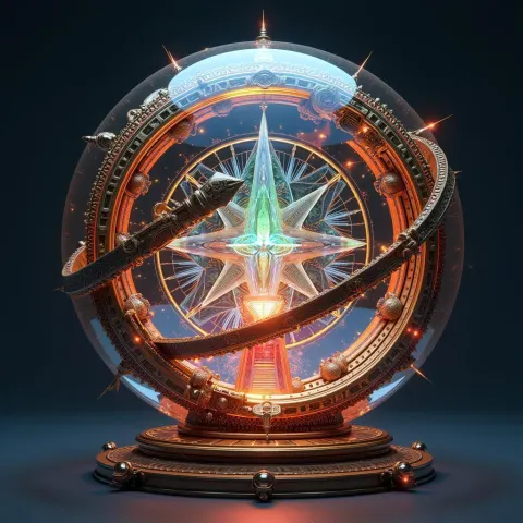 Glossy Steampunk Armillary Sphere Manga Render