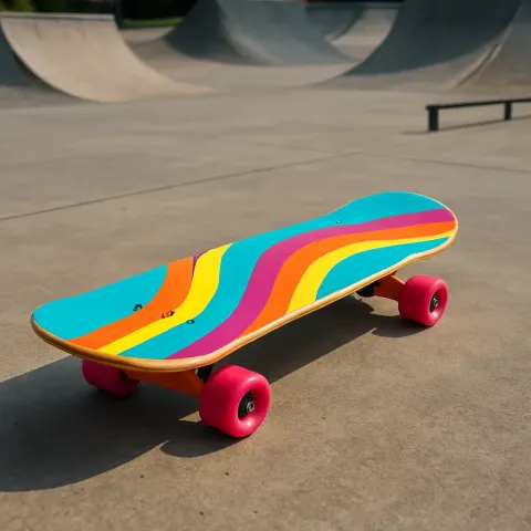Skateboard with Vibrant Colors Situated in a Skatepark Made