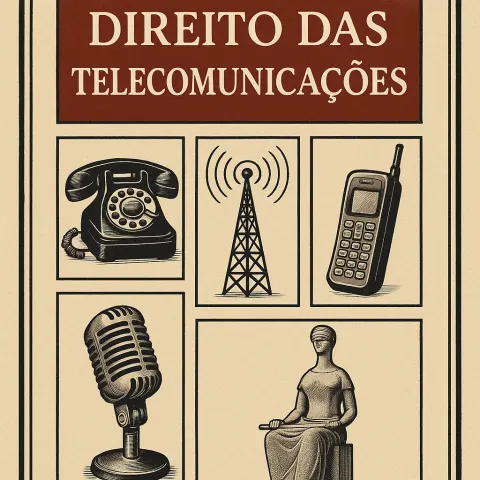 Book Cover Featuring the Title "Direito Das Telecomunicações," Images
