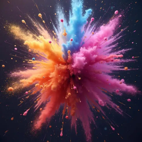 Color Powder Explosion in Cyberpunk Key Visual