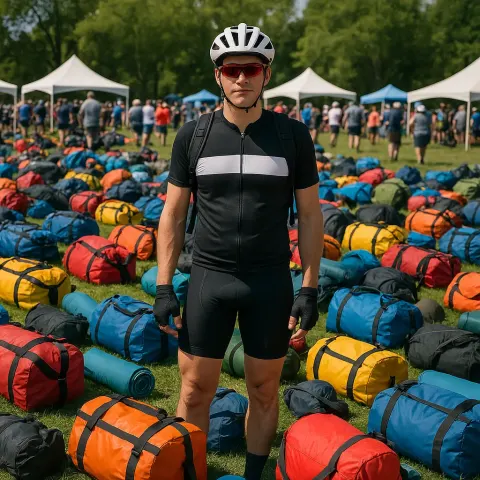Person Wearing Cycling Attire Stands
