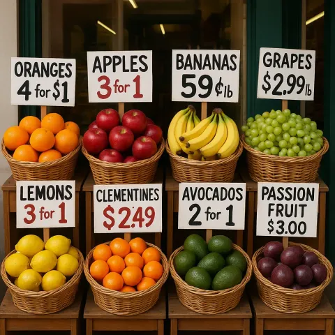 Baskets Filled with an Array of Vibrant Fruits