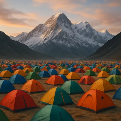 Many Colorful Tents Form