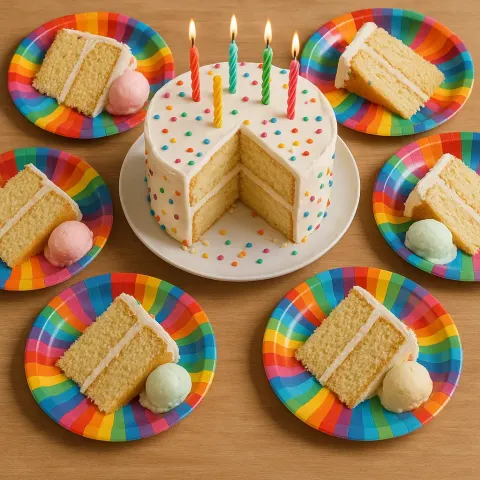 Table Set with a Cake