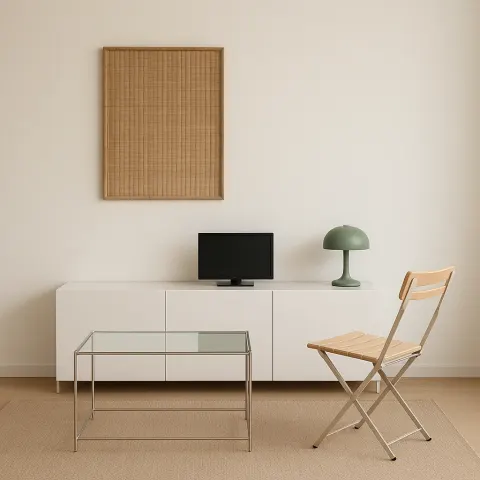 Minimalist Living Room with a White Cabinet