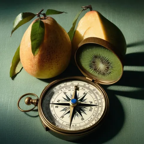 Chiaroscuro Compass and Fruit Still Life Render