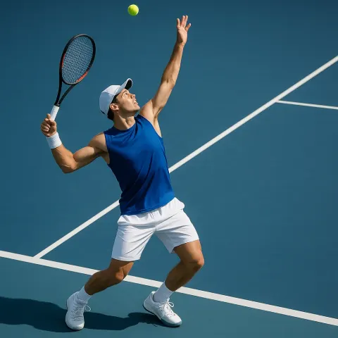 Tennis Player in a Blue Sleeveless Shirt
