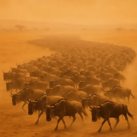 Vast Herd of Wildebeest