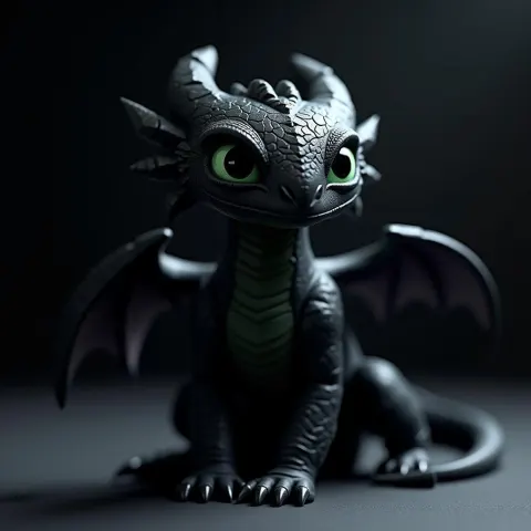 Toothless Dragon Model in Dramatic Chiaroscuro