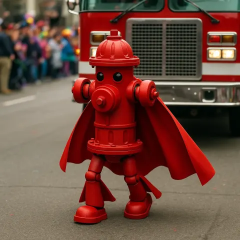 Red Fire Hydrant Robot