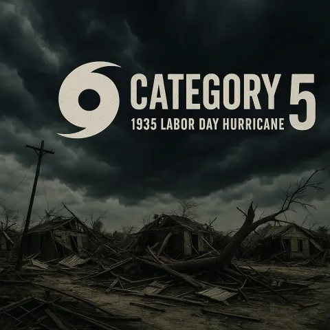 Stormy Sky Looms over a Hurricane-damaged Scene