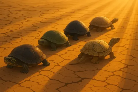 Across the Cracked Earth of a Dry Lake