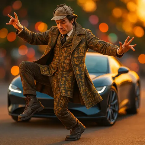 Male Figure Embodying the Famous Fictional Detective Archetype