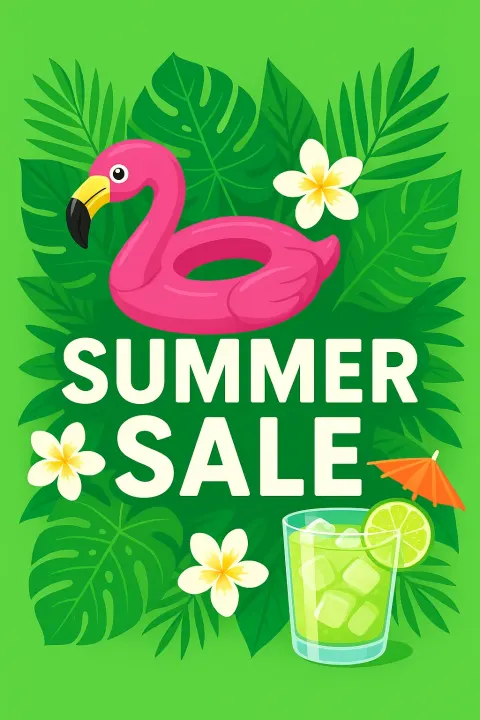 Vibrant Summer-themed Banner Featuring "SUMMER SALE" Text