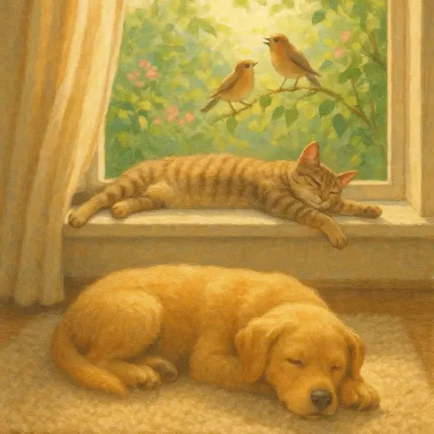 Dog Naps Peacefully on a Warm Rug