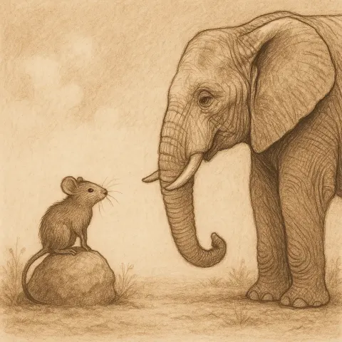 Mouse Standing Atop a Small Rock on the Left Side