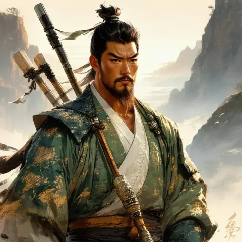 Gruff Korean Ranger With an Ornate Spear