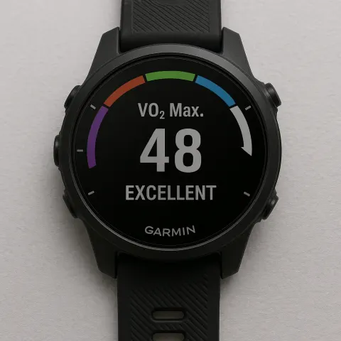 Garmin Smartwatch Displaying a VO2 Max Score of 48