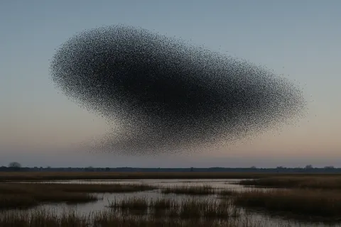 Vast Flock of Starlings Forms