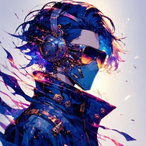 Masked Manga Figure With Crackling Energy