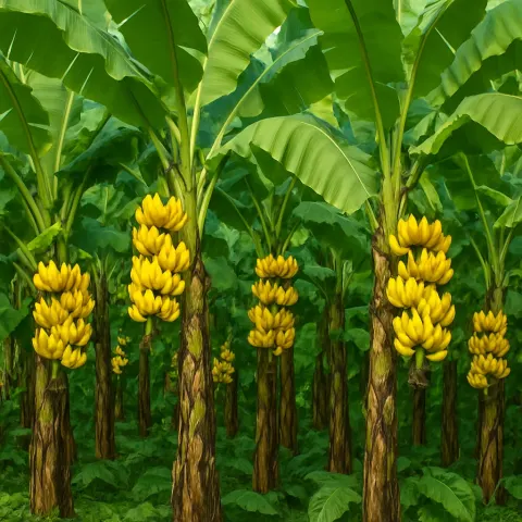 Thriving Plantation of Banana Trees