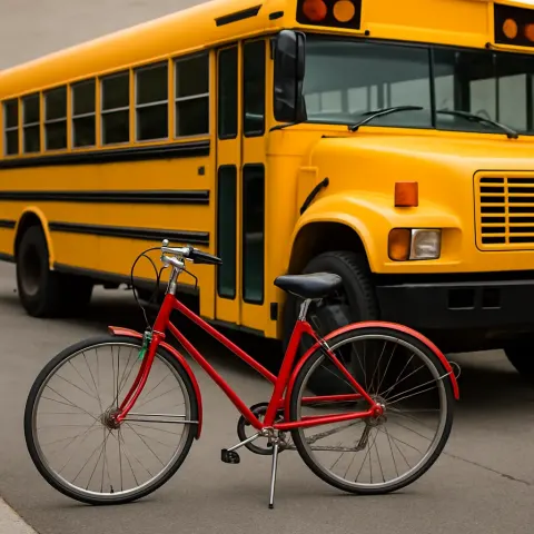 Image Showing a Red Bicycle Stationed to the Left Side