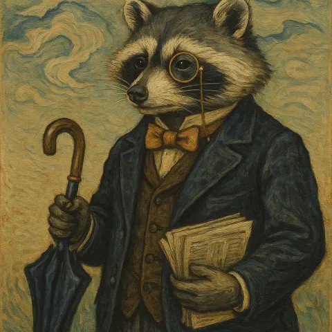 Impeccably Dressed Raccoon Wearing a Refined Suit