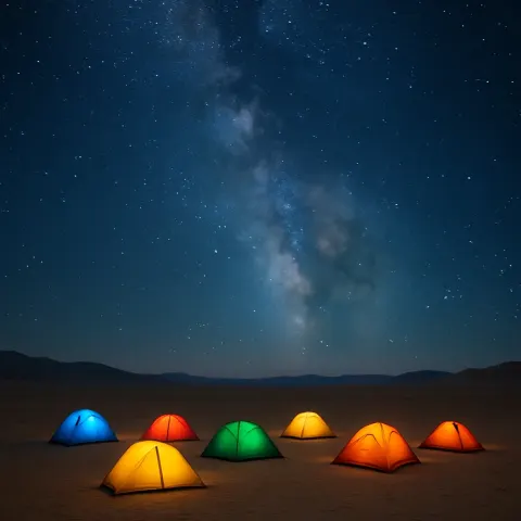 Scattering of Brightly Colored Tents Dots a Vast