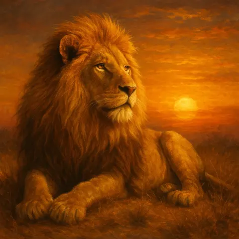 Regal Lion with a Golden Mane Resting Peacefully