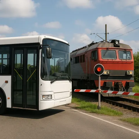 Image Featuring a Bus and a Train