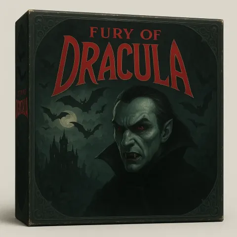 Dark and Atmospheric Board Game Box Titled "Fury of Dracula,"