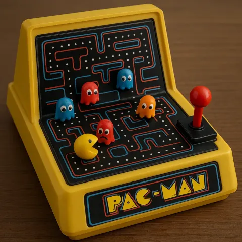 Vintage Pac-Man-themed Tabletop Maze Game with Joystick Controls