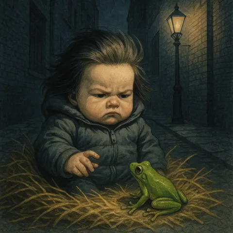 Infant with a Comically Serious