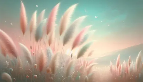 Dreamy Pastel Pampas Grass Landscape