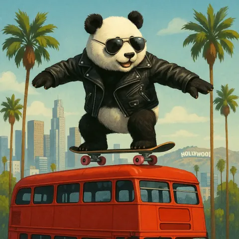 Panda Dressed in a Leather Jacket
