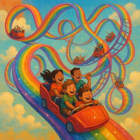 Radiant Roller Coaster Emerged from the Rainbow