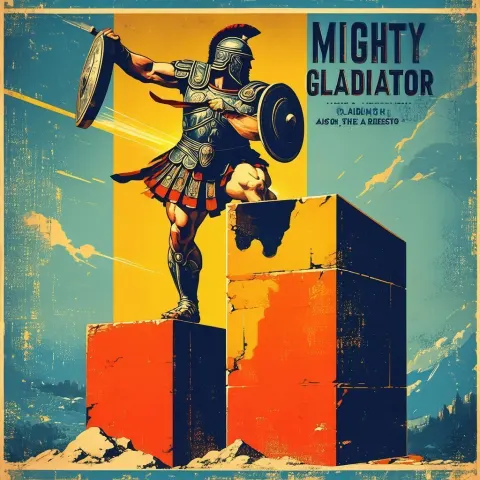 Vintage Gladiator Poster on a Geometric Cube