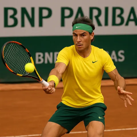 Tennis Player Wearing a Yellow Shirt