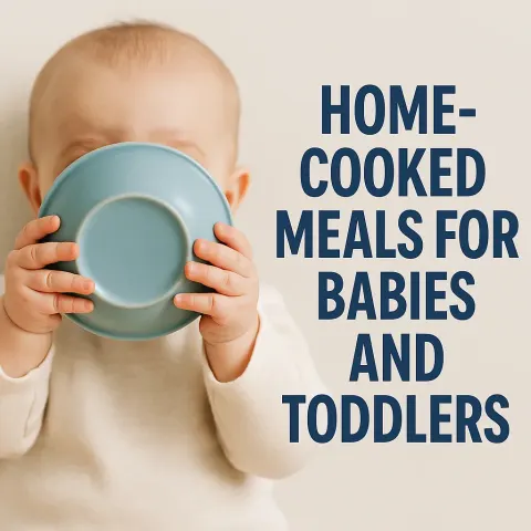 Baby Holding a Blue Bowl
