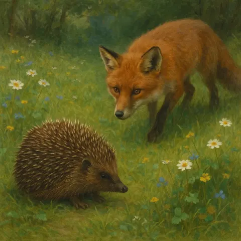 Wary Hedgehog Curls Defensively