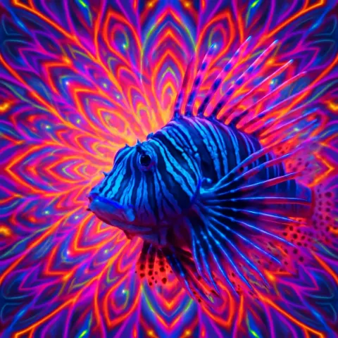 Brilliant Cool Side Lighting Reveals an Intricate Lionfish