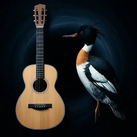 Acoustic Guitar with its Natural Wood Grain