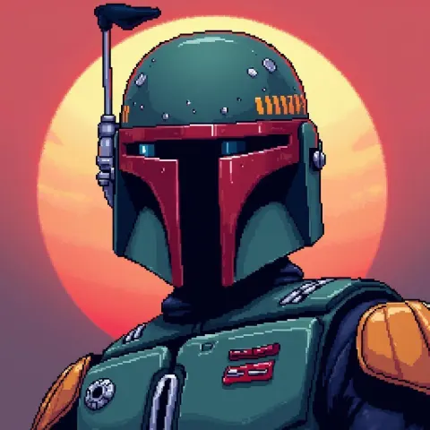 Jango Fett Portrait in Retro Pixels