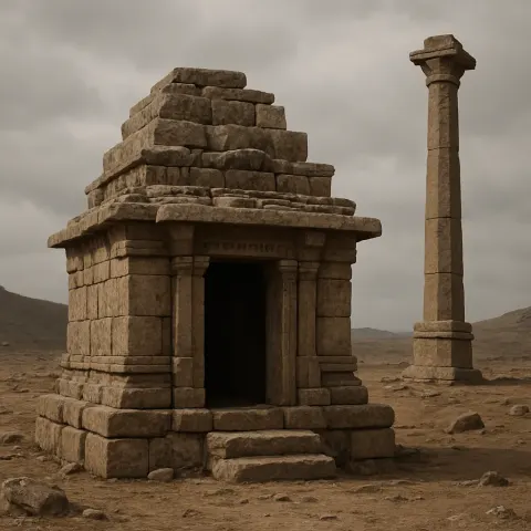 Ancient Stone Structure with a Central Doorway