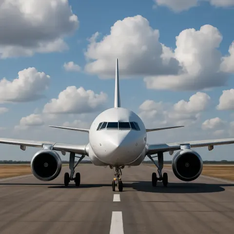 Airplane Parked Motionless on the Tarmac with a Sky