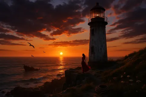 Hyper-realistic 3D Rendered Image Depicting a Tranquil Yet Otherworldly Coastal