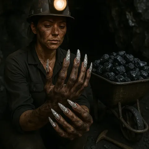 Coal Miner Is Depicted with Dirt-covered Hands