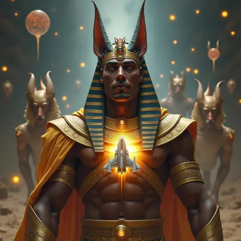 Crowned Anubis Bearing a Space Shuttle