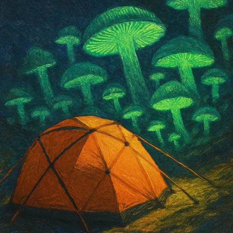 Lone Bright Orange Geodesic Dome Mountain Tent